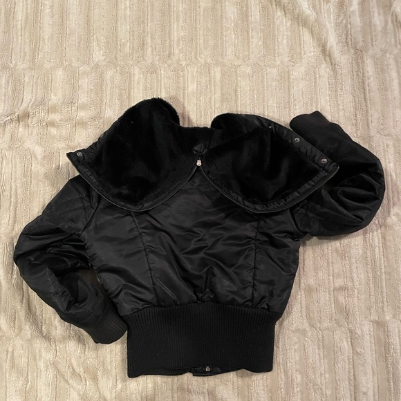 Black Hooded Satin Coat - Picture 4 of 7